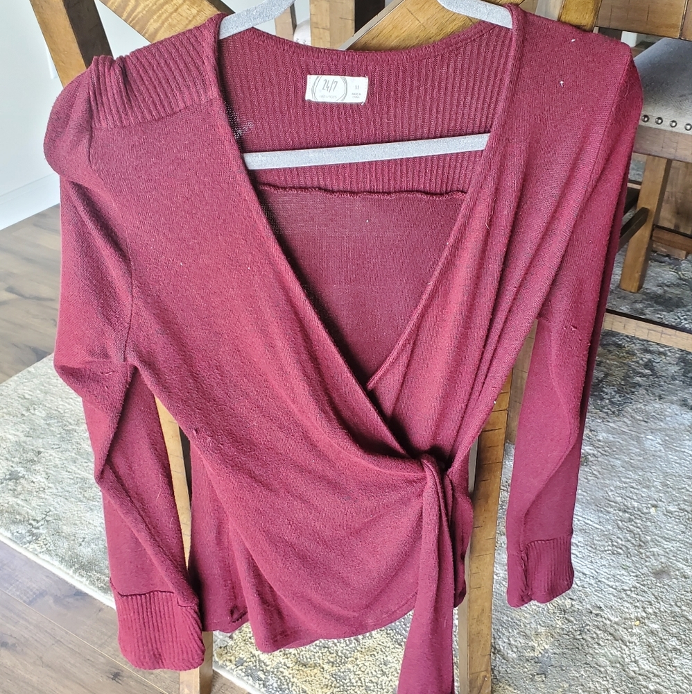 Maroon wrap sweater